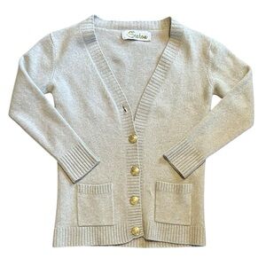SEATON 100% Cashmere light tan seahorse cardigan sweater size XS